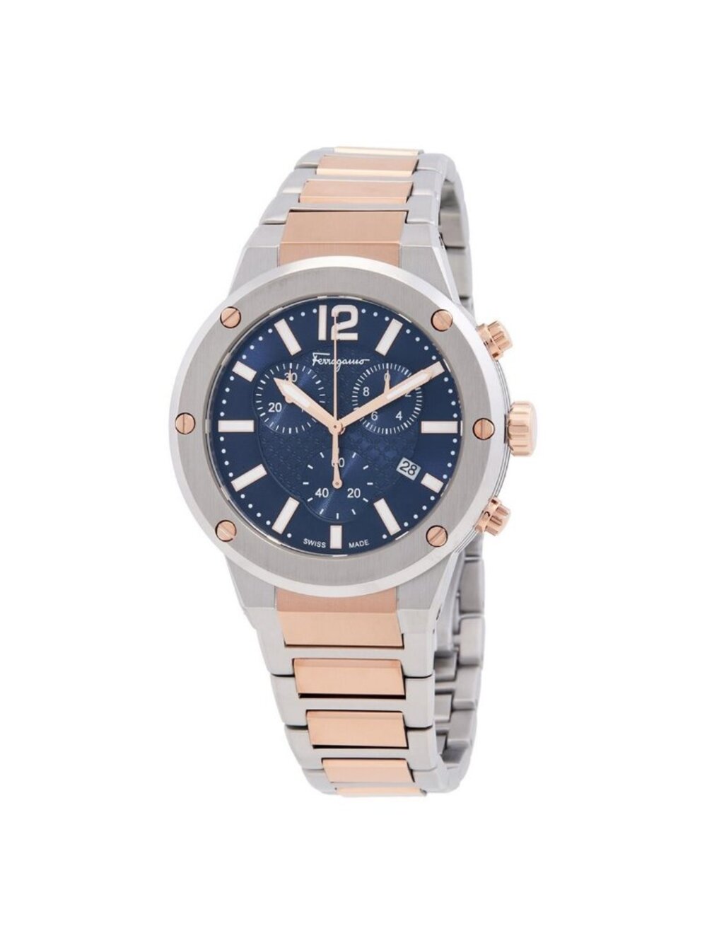 NWT Ferragamo F-80 Chronograph Quartz Blue Dial Men's Watch